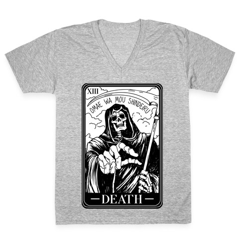 Omae Wa Mou Shindeiru Death Tarot Card V-Neck Tee Shirt