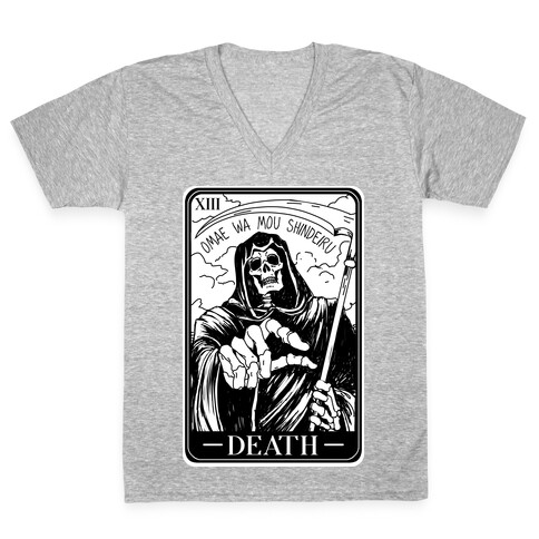 Omae Wa Mou Shindeiru Death Tarot Card V-Neck Tee Shirt