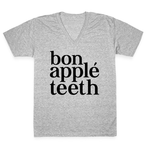 Bone Apple Teeth Parody V-Neck Tee Shirt