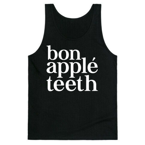 Bone Apple Teeth Parody White Print Tank Top