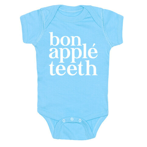 Bone Apple Teeth Parody White Print Baby One-Piece