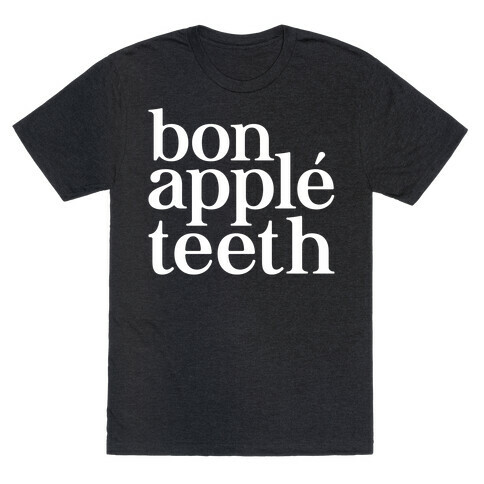 Bone Apple Teeth Parody White Print T-Shirt