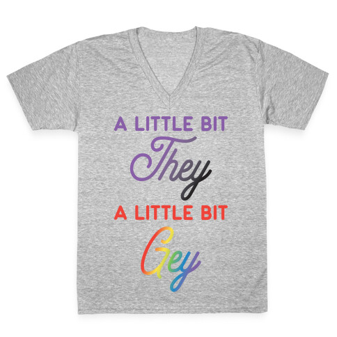 A Little Bit They, A Little Bit Gey V-Neck Tee Shirt