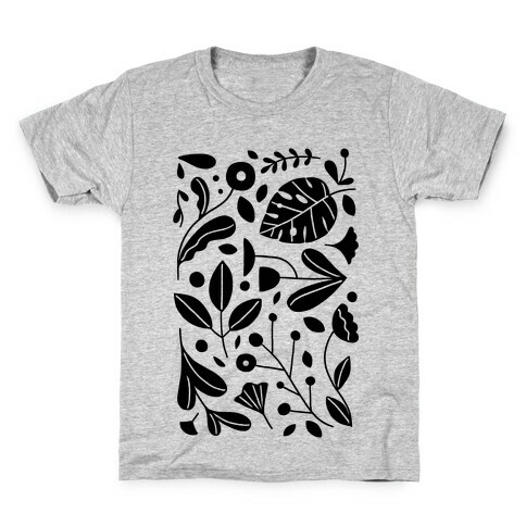 Black and White Plant Pattern Kids T-Shirt