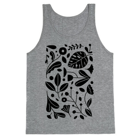 Black and White Plant Pattern Tank Top