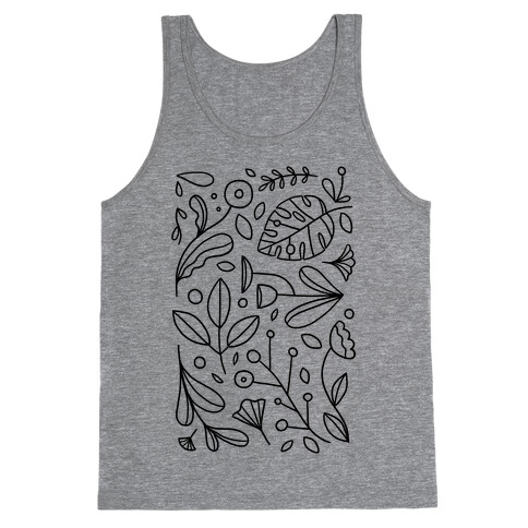 Black and White Plant Pattern Tank Top