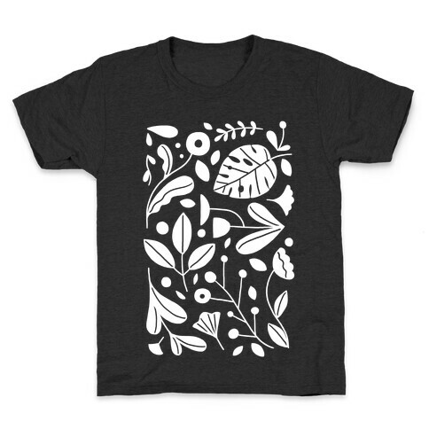 Black and White Plant Pattern Kids T-Shirt