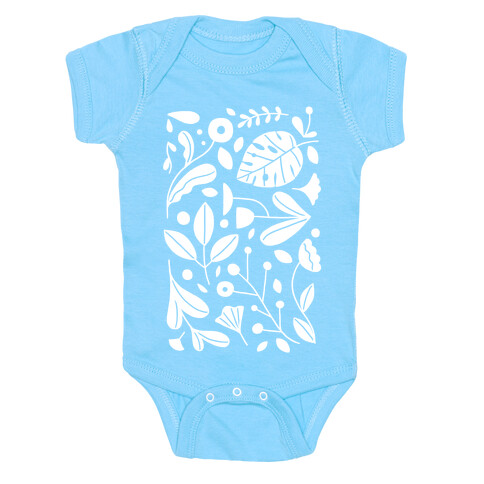Black and White Plant Pattern Baby One-Piece