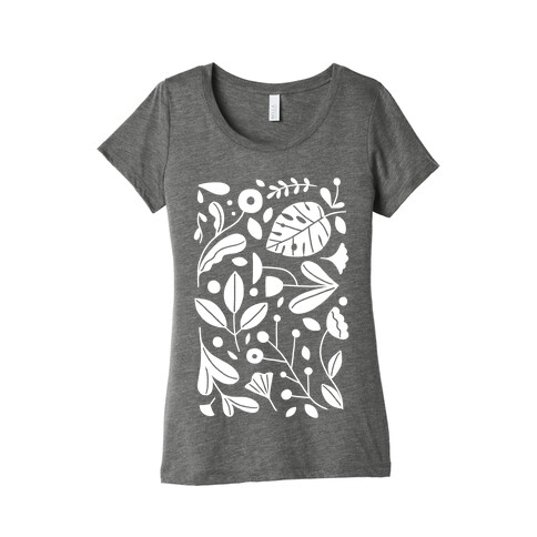 Black and White Plant Pattern Womens T-Shirt