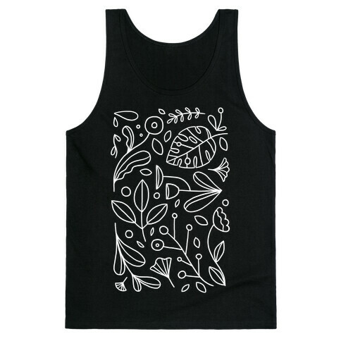 Black and White Plant Pattern Tank Top