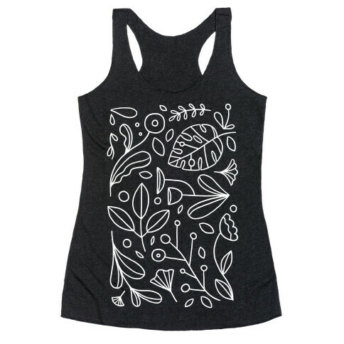 Black and White Plant Pattern Racerback Tank Top