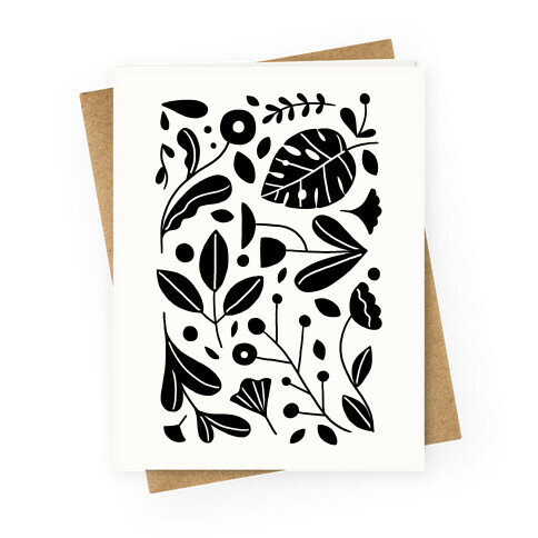 Black and White Plant Pattern Greeting Card
