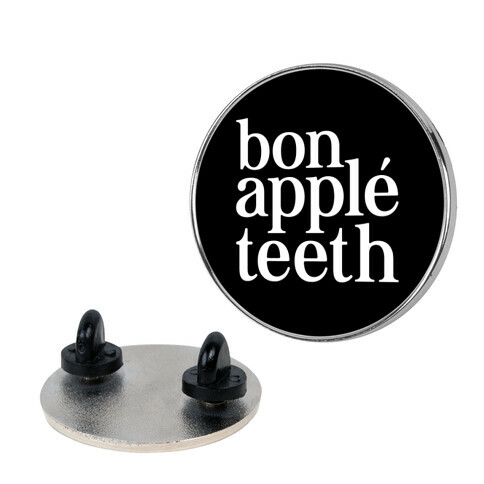 Bone Apple Teeth Parody White Print Pin
