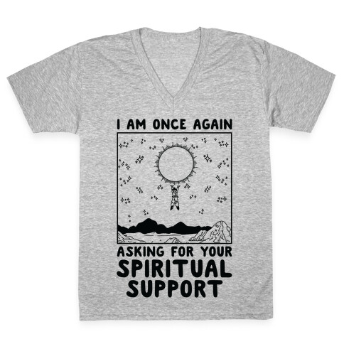 I Am Once Again Asking For Your Spiritual Support Goku Bernie Parody V-Neck Tee Shirt