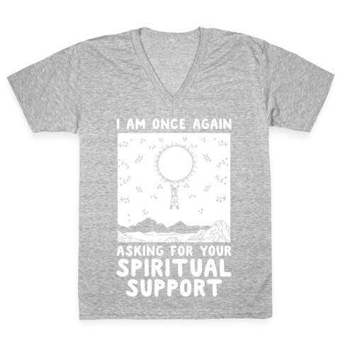 I Am Once Again Asking For Your Spiritual Support Goku Bernie Parody V-Neck Tee Shirt