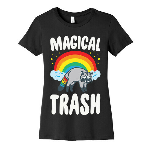 Magical Trash Raccoon White Print Womens T-Shirt