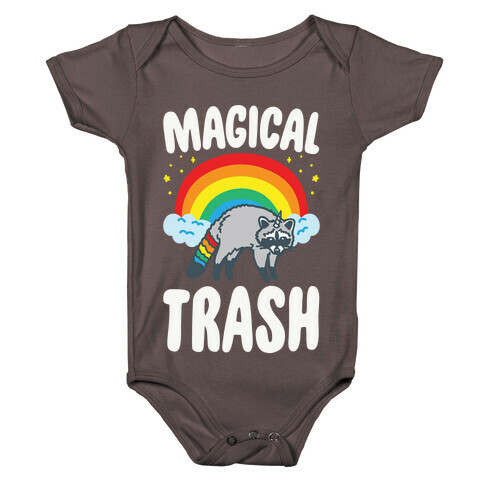 Magical Trash Raccoon White Print Baby One-Piece