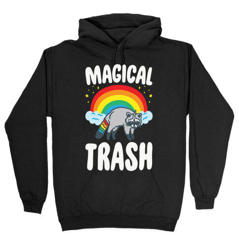 Magical Trash Raccoon White Print Hooded Sweatshirt