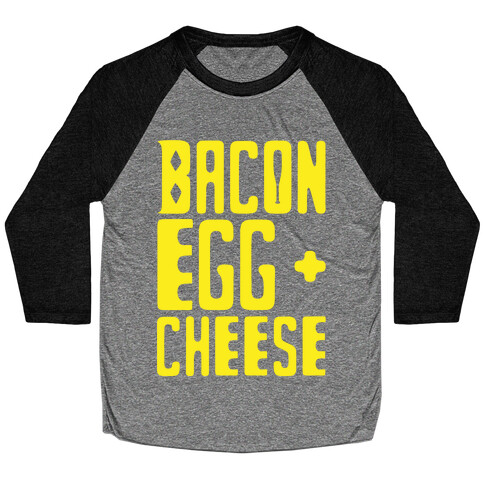 Bacon Egg + Cheese BOP Parody White Print Baseball Tee