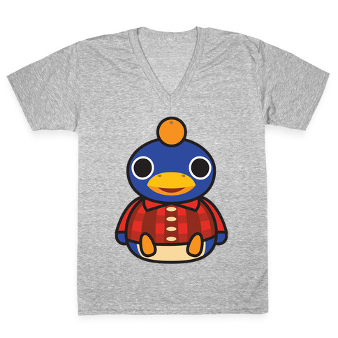 Roald Sitting With An Orange On His Head (Animal Crossing) V-Neck Tee Shirt
