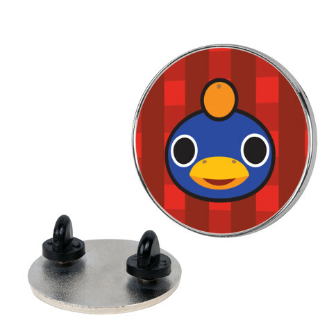 Roald Sitting With An Orange On His Head (Animal Crossing) Pin