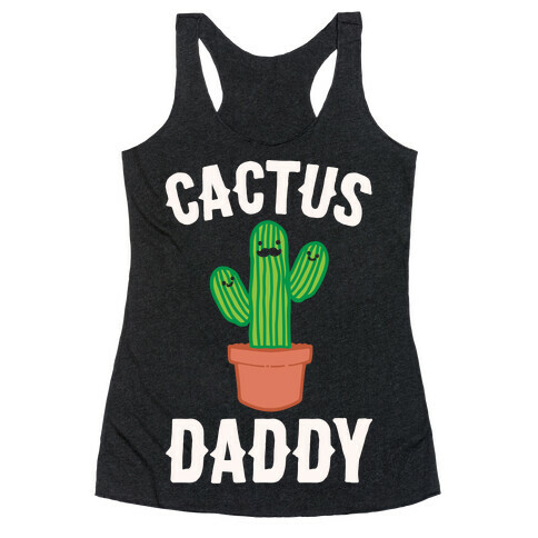 Cactus Daddy White Print Racerback Tank Top