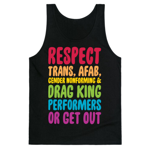 Respect All Drag Performers White Print Tank Top