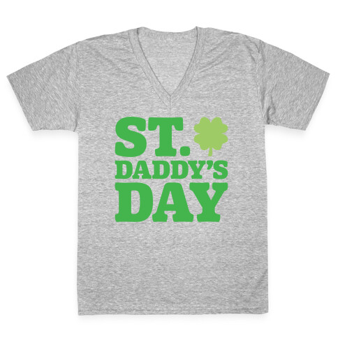 St. Daddy's Day White Print V-Neck Tee Shirt