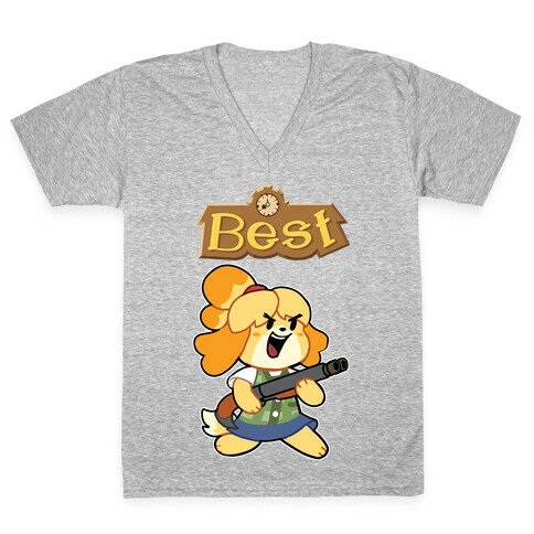 Best Friends Doomguy and Isabelle V-Neck Tee Shirt