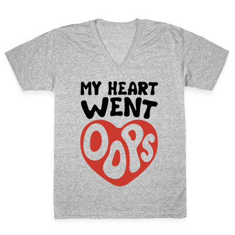 My Heart Went Oops Parody V-Neck Tee Shirt
