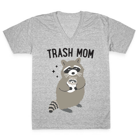 Trash Mom Raccoon V-Neck Tee Shirt