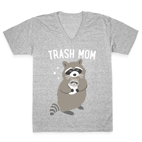 Trash Mom Raccoon V-Neck Tee Shirt