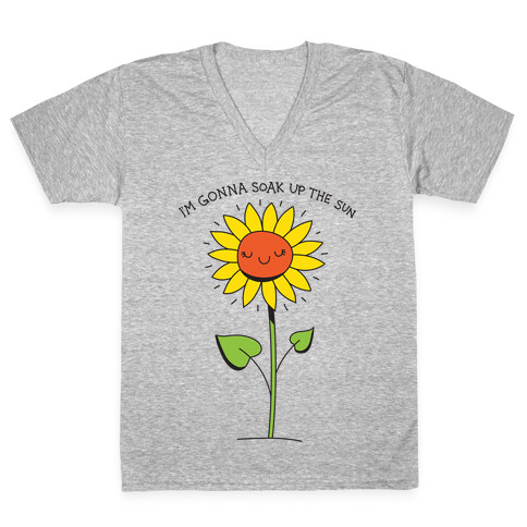 I'm Gonna Soak Up The Sun Sunflower V-Neck Tee Shirt