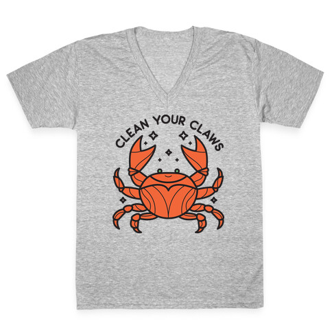 Clean Your Claws Crab V-Neck Tee Shirt