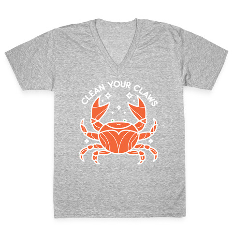 Clean Your Claws Crab V-Neck Tee Shirt