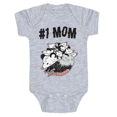 #1 Mom Opossum  Baby One-Piece