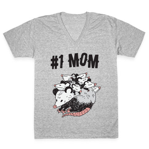 #1 Mom Opossum  V-Neck Tee Shirt