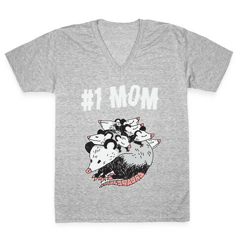 #1 Mom Opossum  V-Neck Tee Shirt