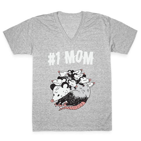 #1 Mom Opossum  V-Neck Tee Shirt