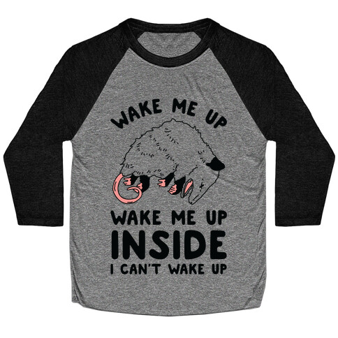 Wake Me Up Wake Me Up Inside I Can't Wake Up Opossum Baseball Tee