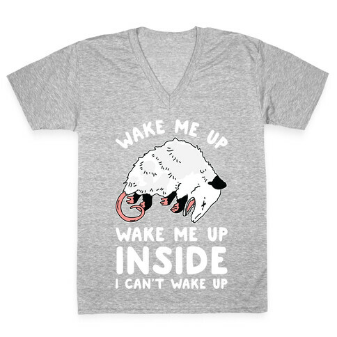 Wake Me Up Wake Me Up Inside I Can't Wake Up Opossum V-Neck Tee Shirt