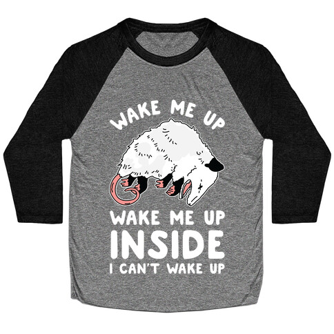 Wake Me Up Wake Me Up Inside I Can't Wake Up Opossum Baseball Tee