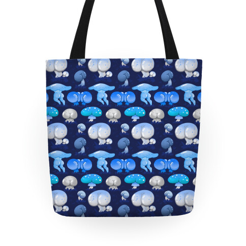 Butt Mushroom Pattern blue Tote