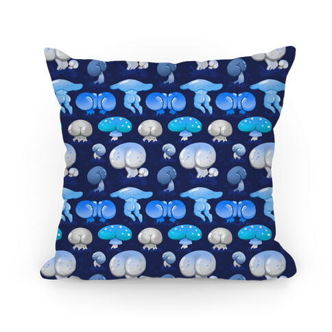 Butt Mushroom Pattern blue Pillow