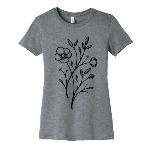 Wildflower Stippled Tattoo Womens T-Shirt