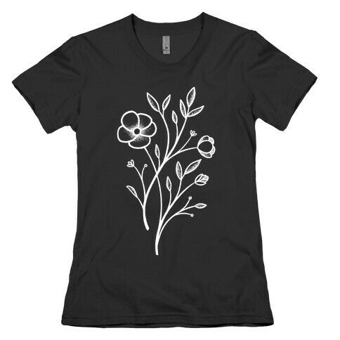 Wildflower Stippled Tattoo Womens T-Shirt