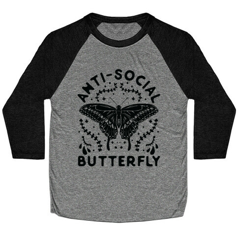 Anti-Social Butterfly Baseball Tee