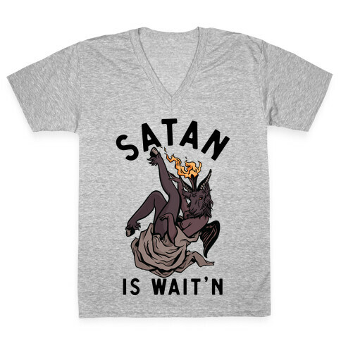 Satan Is Wait'n V-Neck Tee Shirt