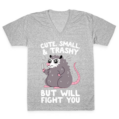 Cute, Small, & Trashy, But Will Fight You V-Neck Tee Shirt