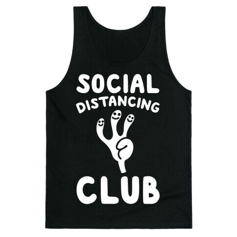 Social Distancing Club White Print Tank Top